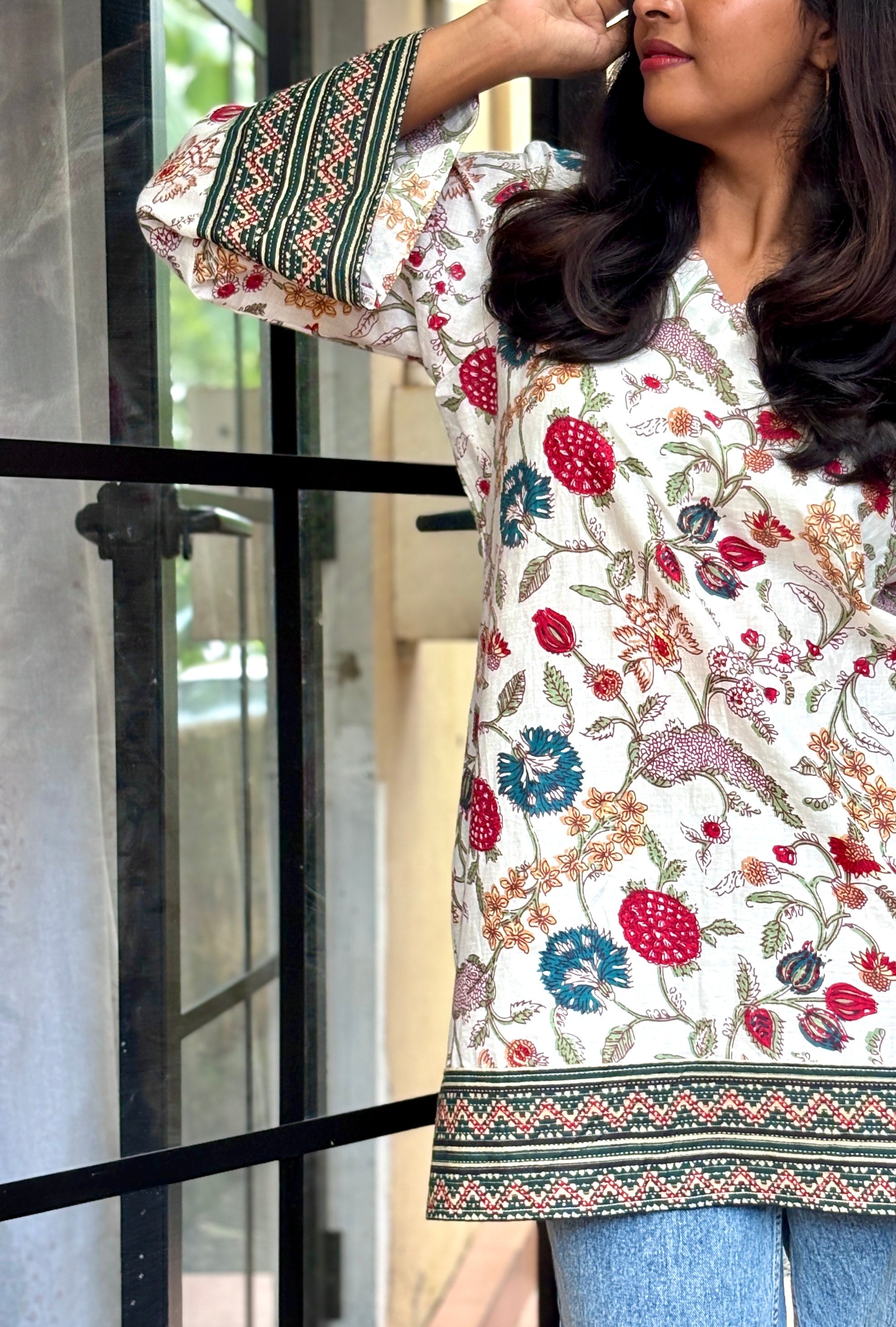 Short Kurti - White Fern