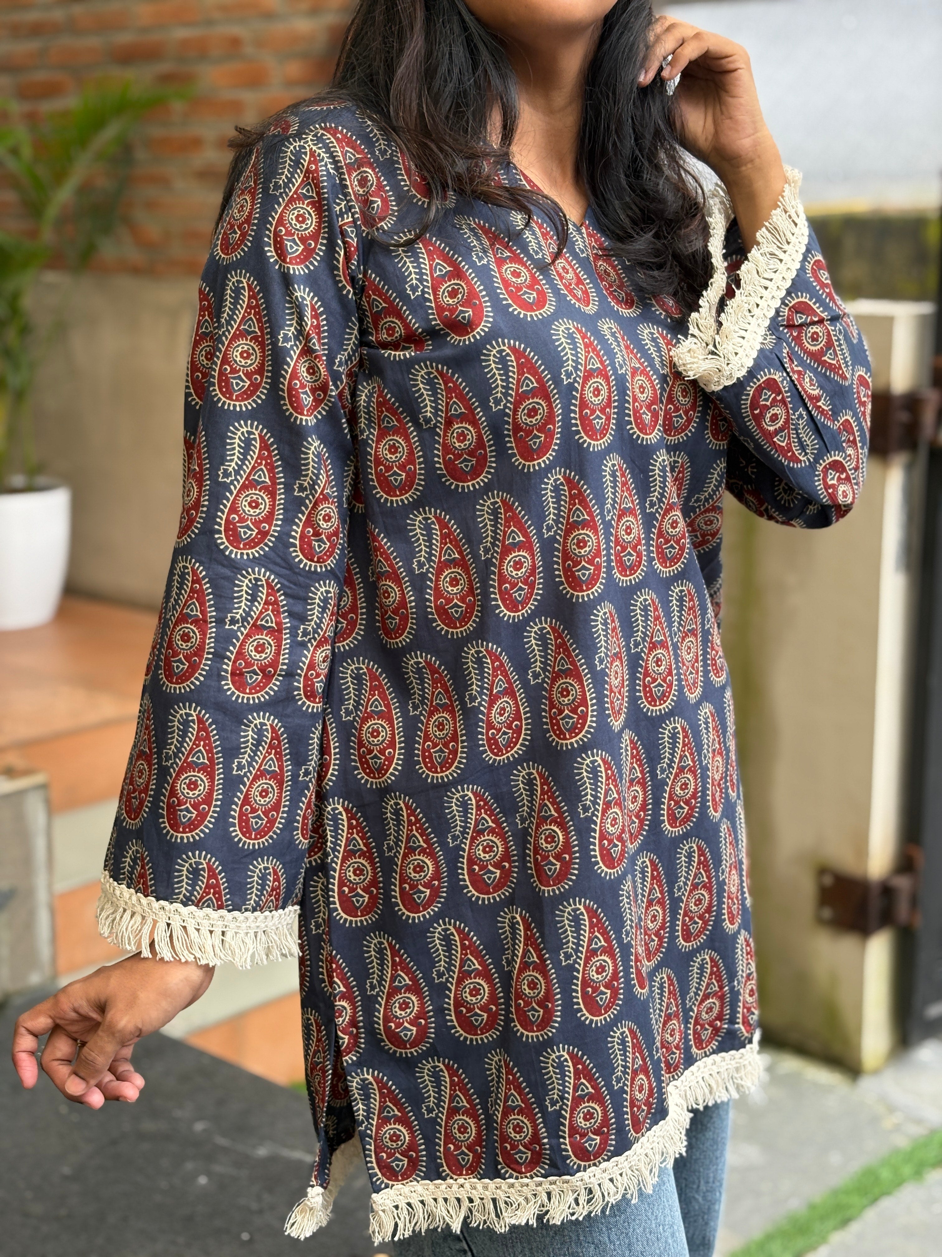 Short Kurti -  Blue Mango Croschet Lace