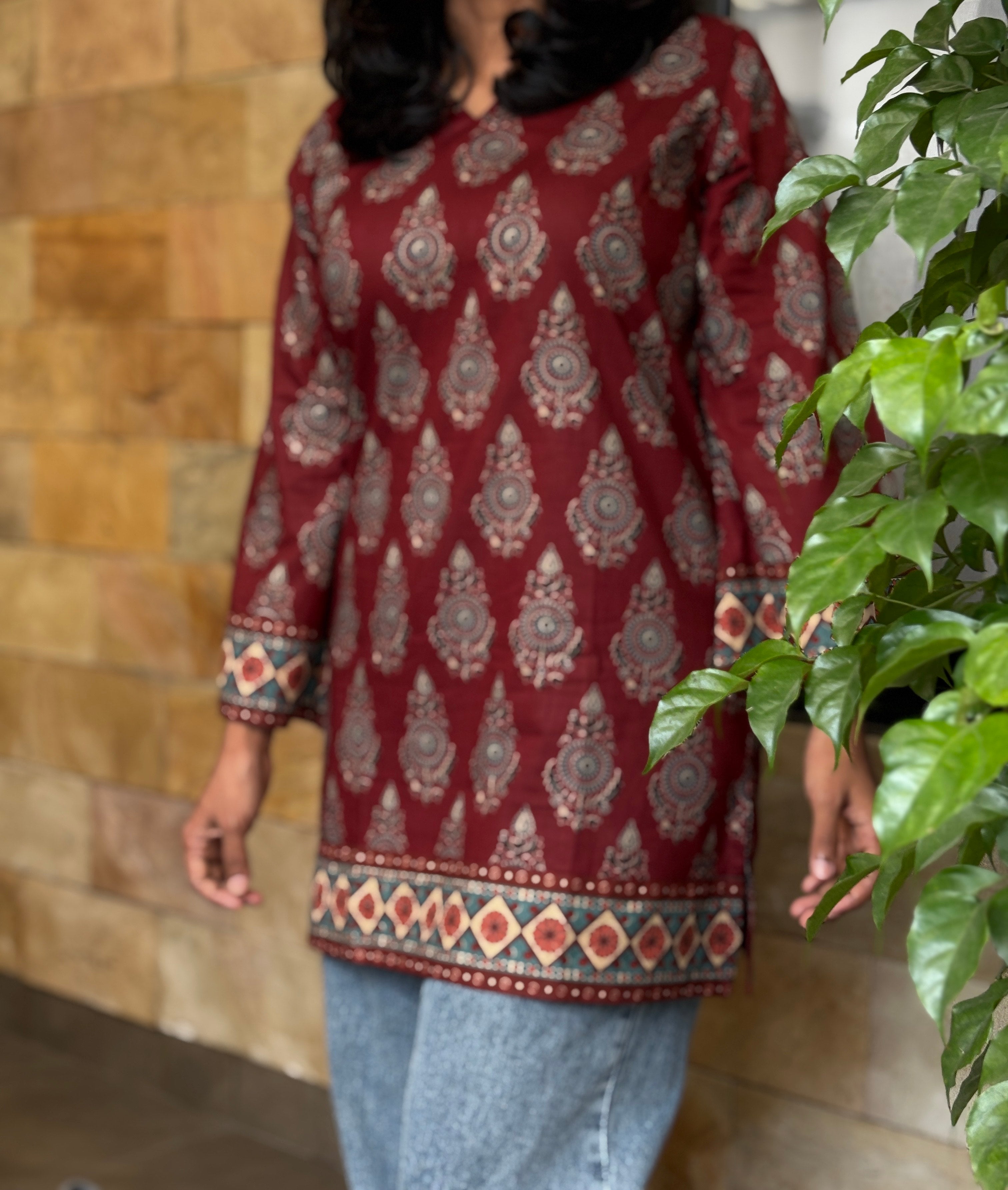 Short Kurti - Cherry Red