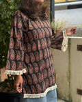 Short Kurti - Black Mango with Crochet Lace